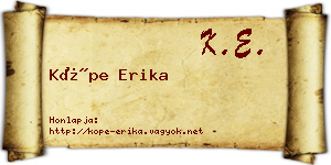 Köpe Erika névjegykártya
